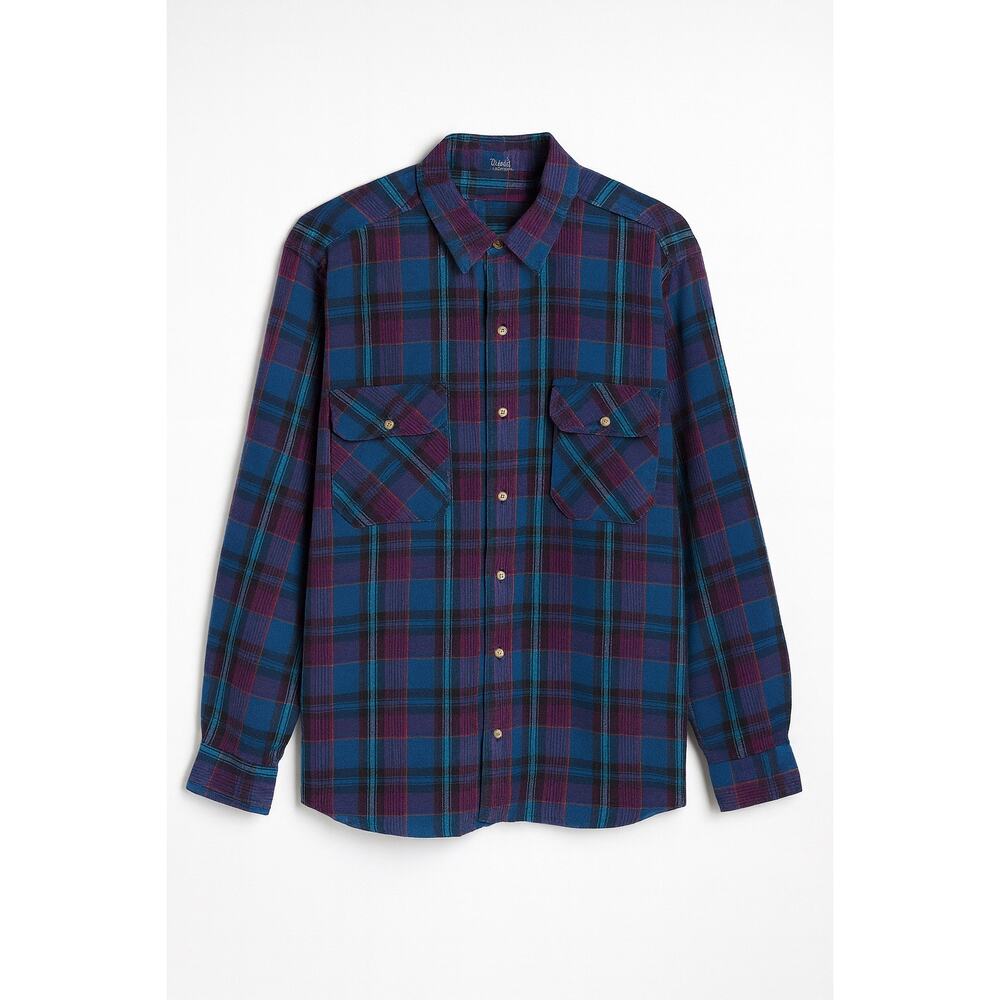 Vintage Woolrich Plaid Flannel Shirt Blue Purple Unisex Grunge Oversized